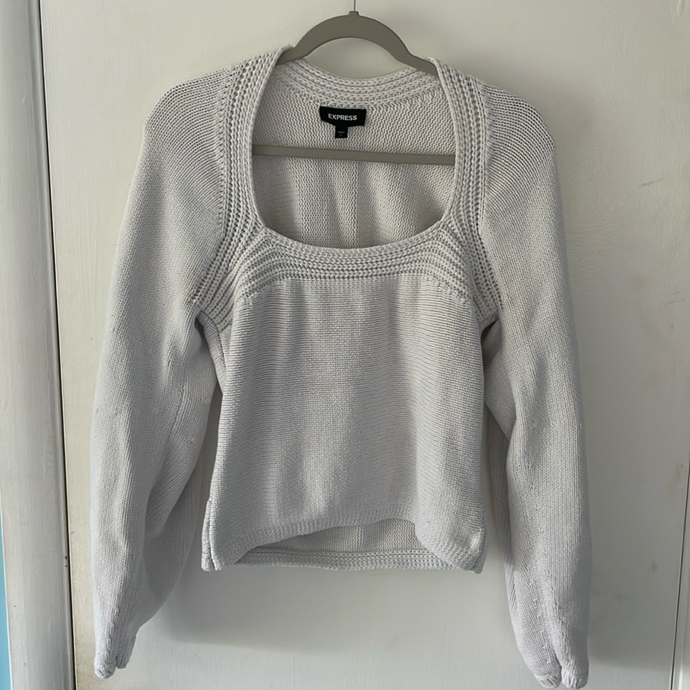 Large Express White Square Neck Fitted Pullover S… - image 3
